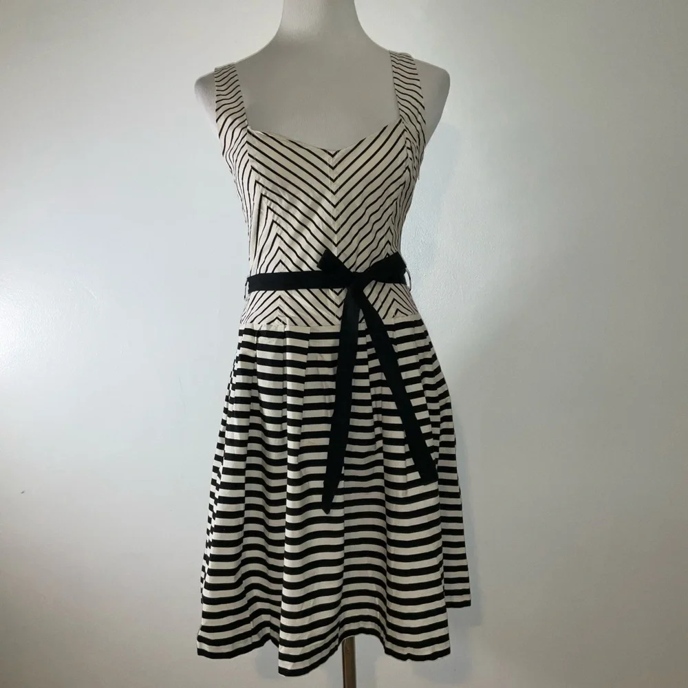Corey Lynn Carter by Anthropologie Black and White Fit and Flare Midi Dress - Picture 2 of 13